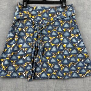 Anthropologie Fei Women's Size 8 A-Line Skirt Geometric Print‎ Midi Belted